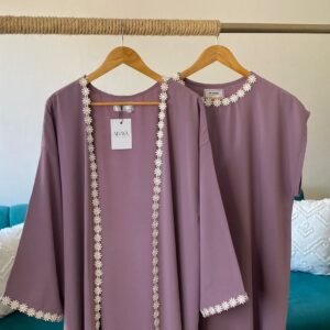 abaya 2 pieces mauve claire