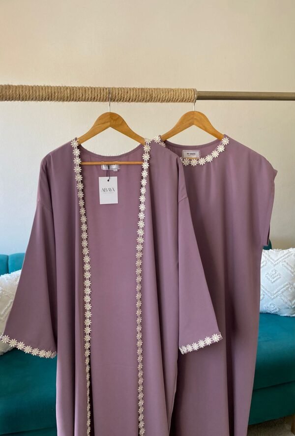 abaya 2 pieces mauve claire